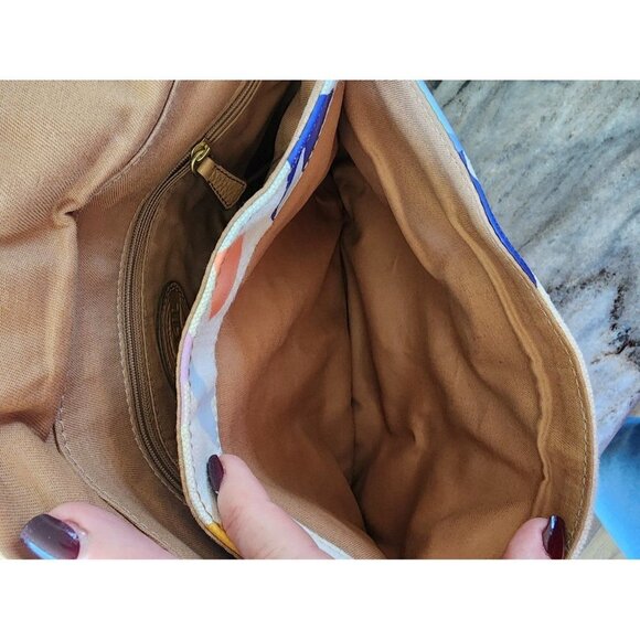 Fossil Preston Floral Canvas and Leather Crossbody‎ Flap Bag Purse Shoulder - Picture 10 of 12